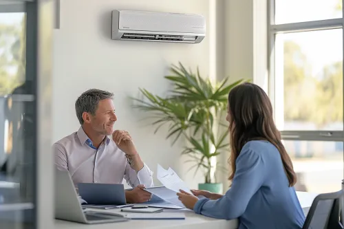 Solution de financement éco-prêt à taux zéro pour installer une climatisation performante et économe.